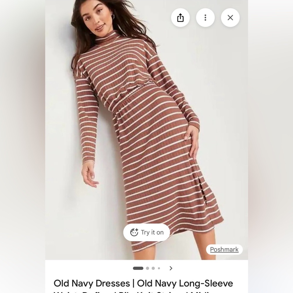 Old Navy Striped Brown and White Women's Dress